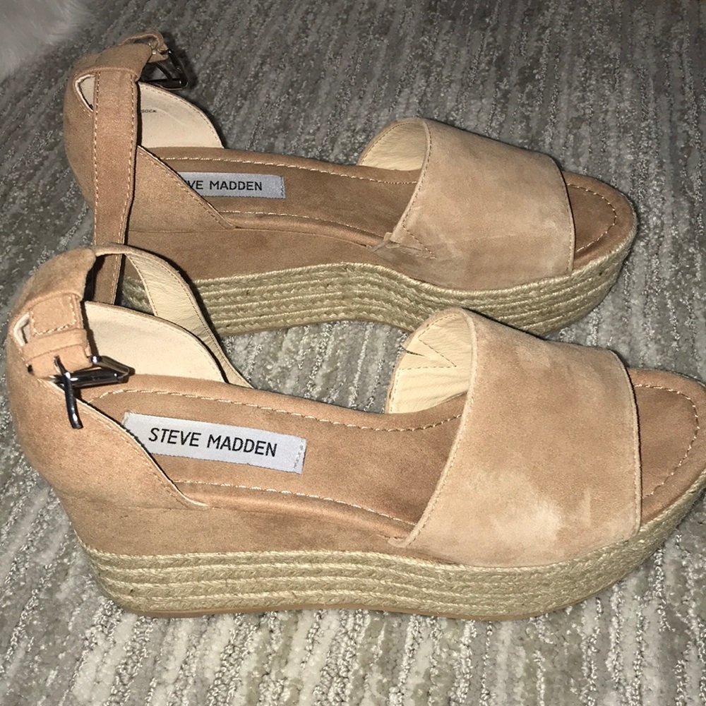 Nude Suede Platform Sandals